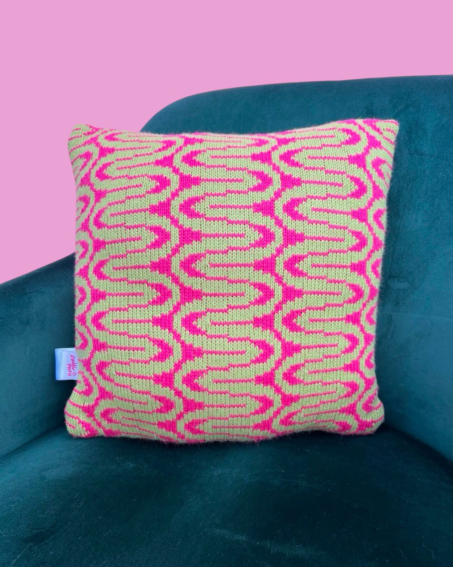 Medium Cushion - Twister - Hot Pink and Lime