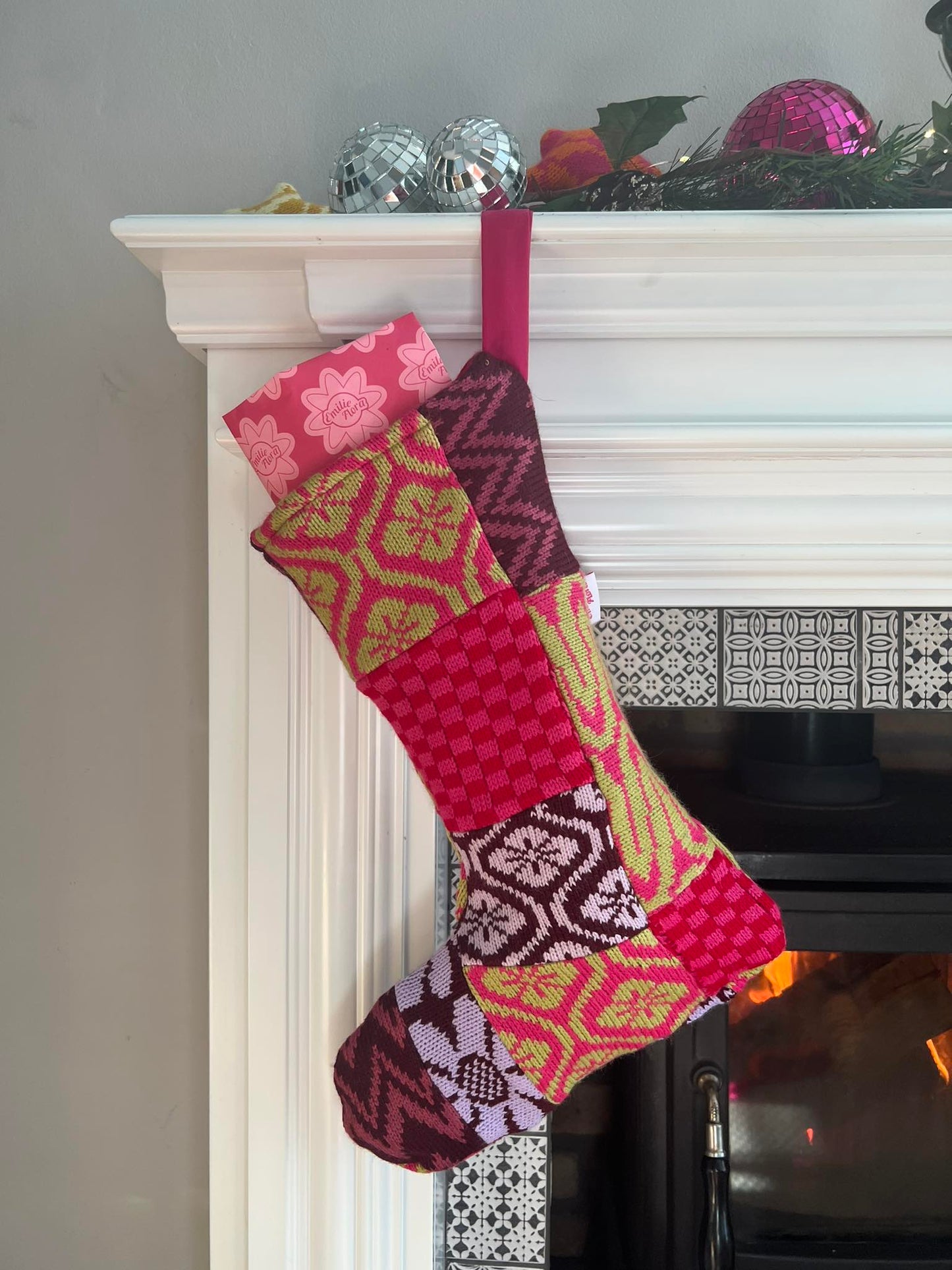 Patchwork Stocking - Zero Waste, Purple and Reds