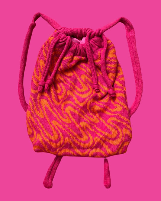 Backpack - Swirly Hot Pink and Orange - READY TO SHIP