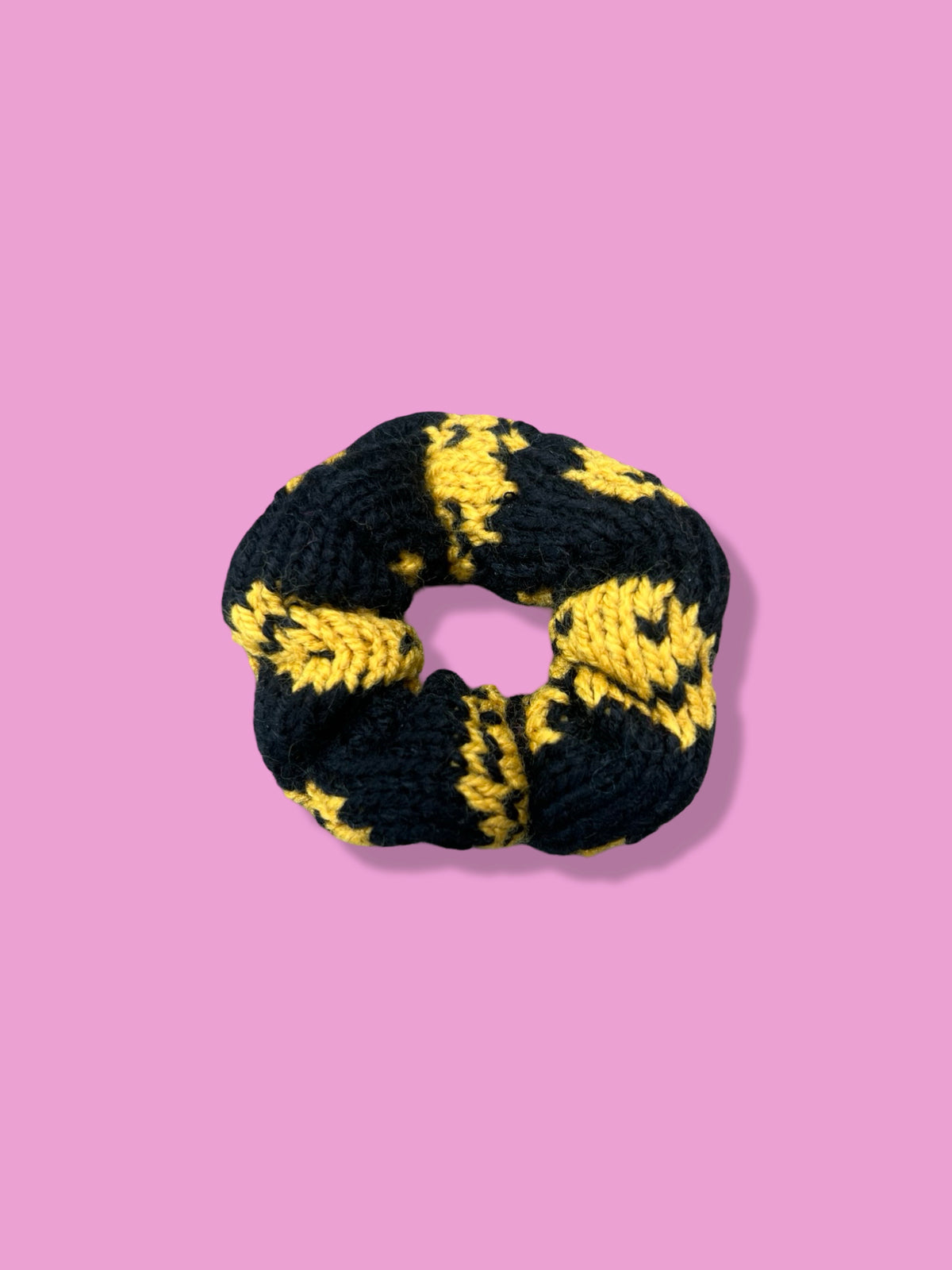 Mini Scrunchie - Happy Face - Black and Yellow