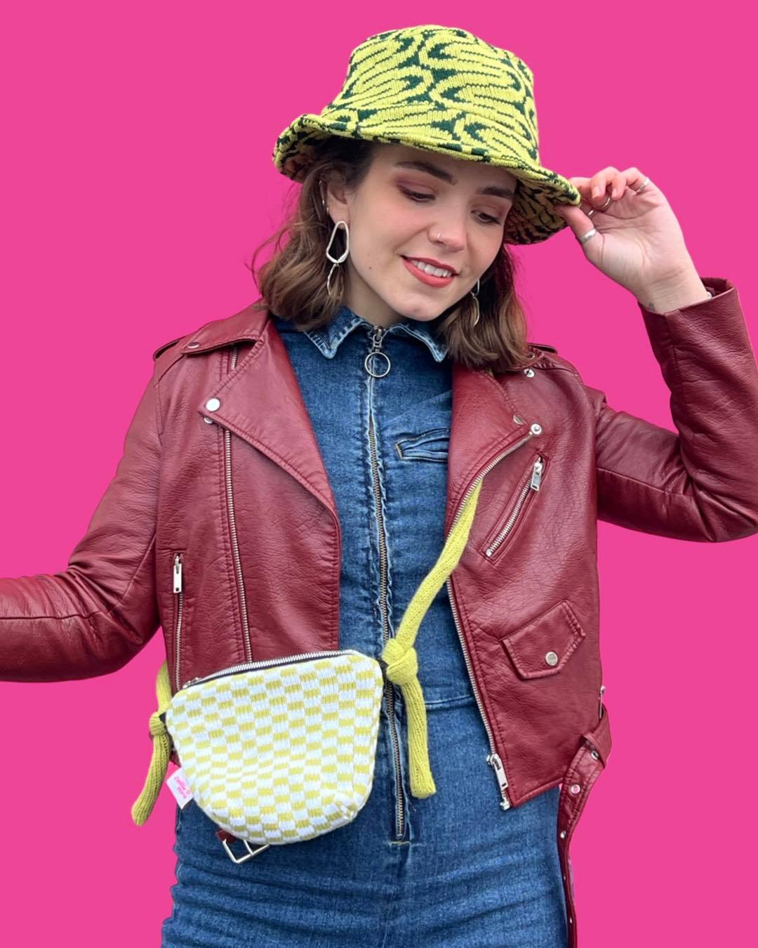 Adjustable Cross Body Zip Bag - Check - All Colours