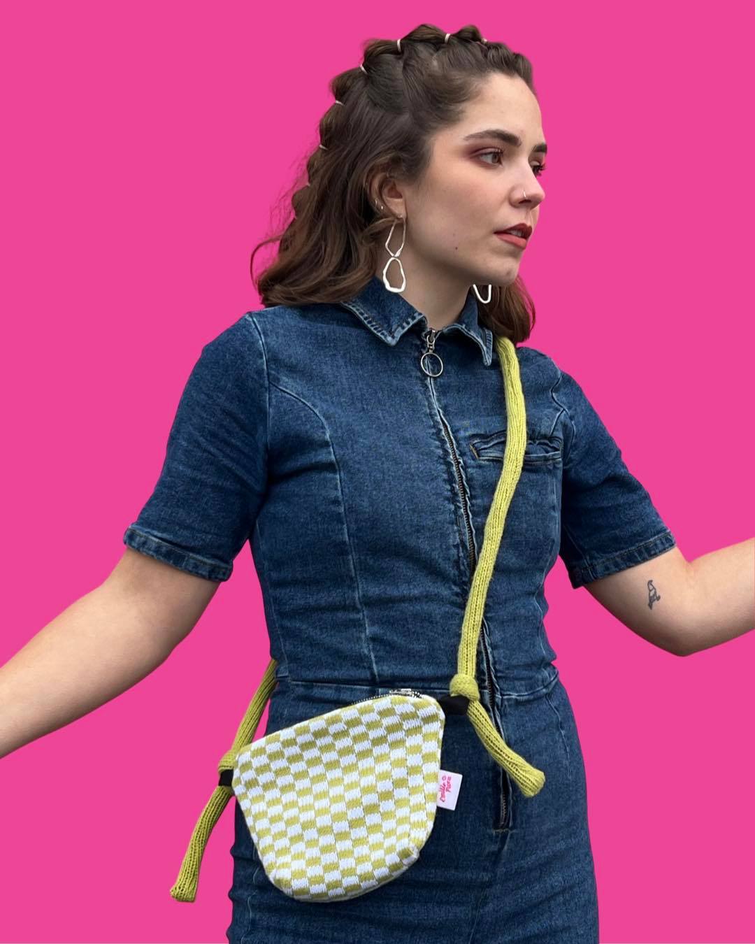 Adjustable Cross Body Zip Bag - Check - All Colours