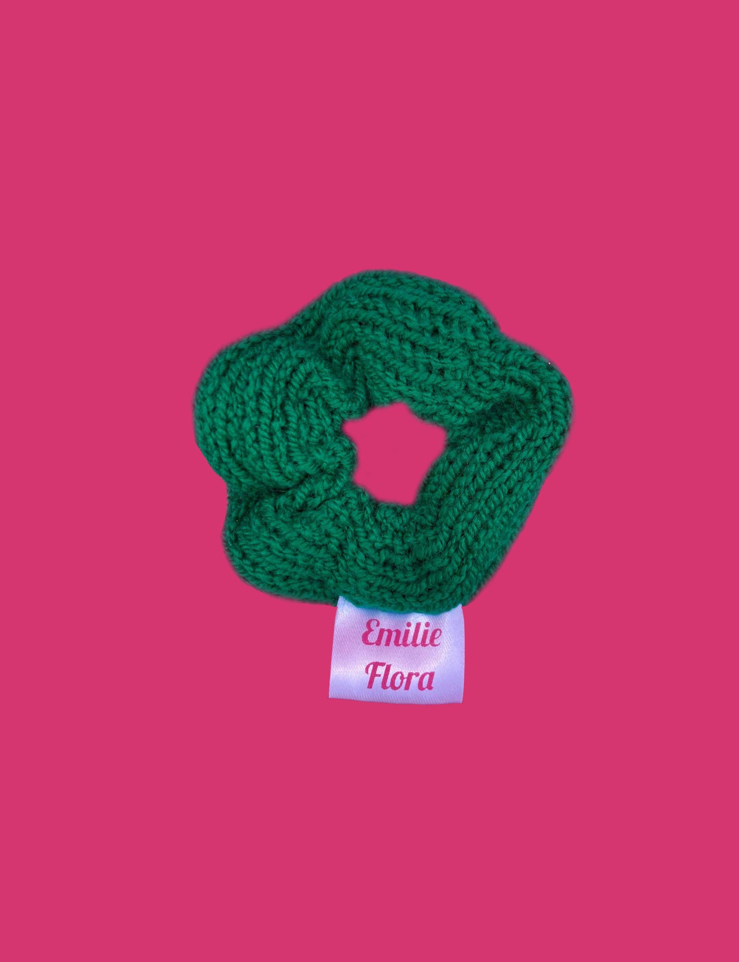 Mini Knitted Scrunchie - Plain - Dark Green