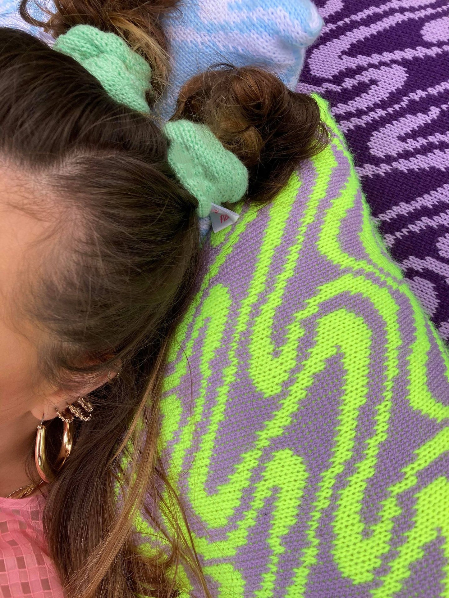 Mini Knitted Scrunchie - Plain - Dark Green
