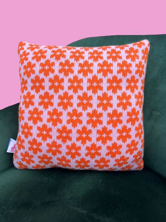 Medium Cushion - Blossom - Pale Lilac and Orange