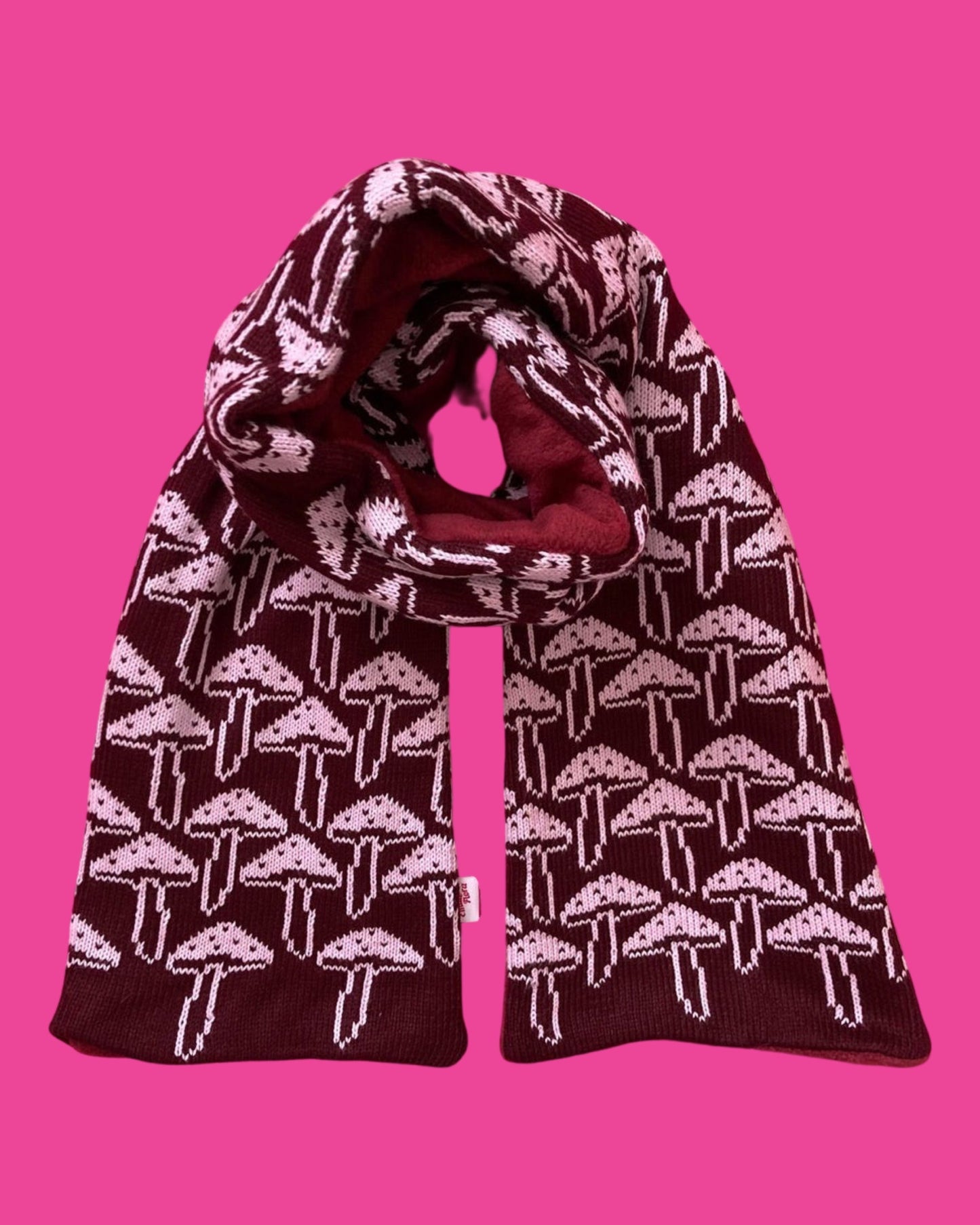 Scarf - Mushroom - Burgundy and Pale Lilac