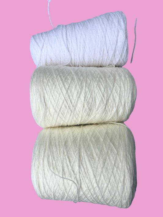 Cream and White 4 ply acrylic yarn bundle - 860g combined