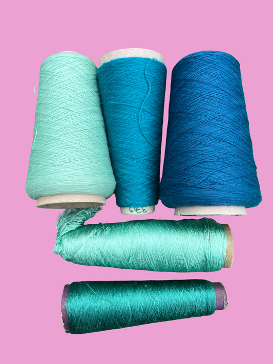 Blue Merino Wool and Silk yarn bundle