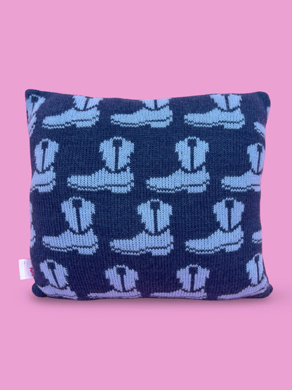 Cushion - Western Boot - Dark Blue and Dusty Blue