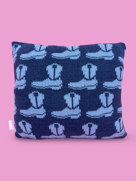 Cushion - Western Boot - Dark Blue and Dusty Blue