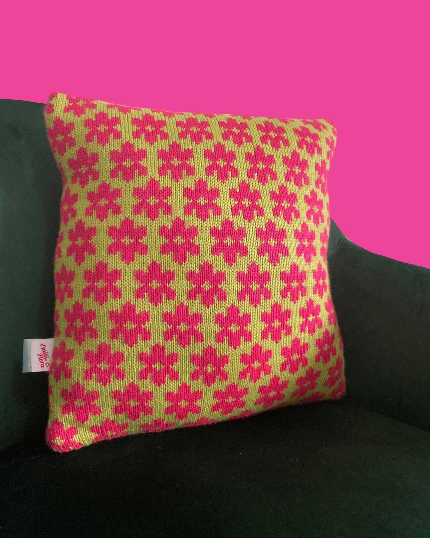 Cushion - Blossom Lime and Hot Pink - READY TO SHIP