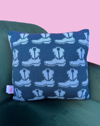Cushion - Western Boot - Dark Blue and Dusty Blue