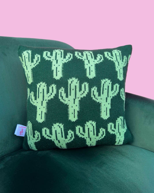 Medium Cushion - Cactus - Forest Green and Pale Green