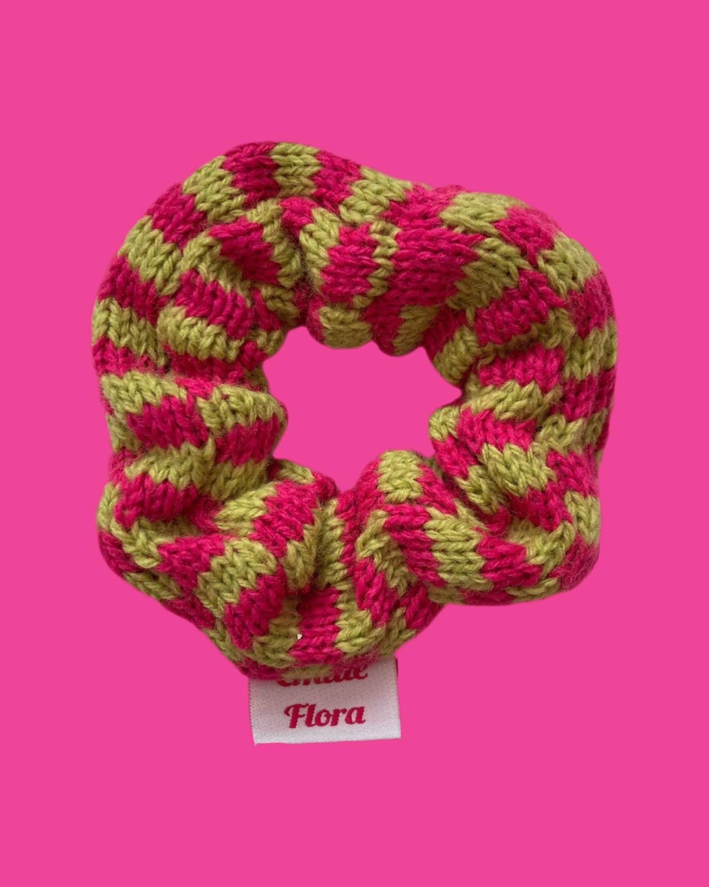 Scrunchie - Check, Pink and Lime - READY TO SHIP