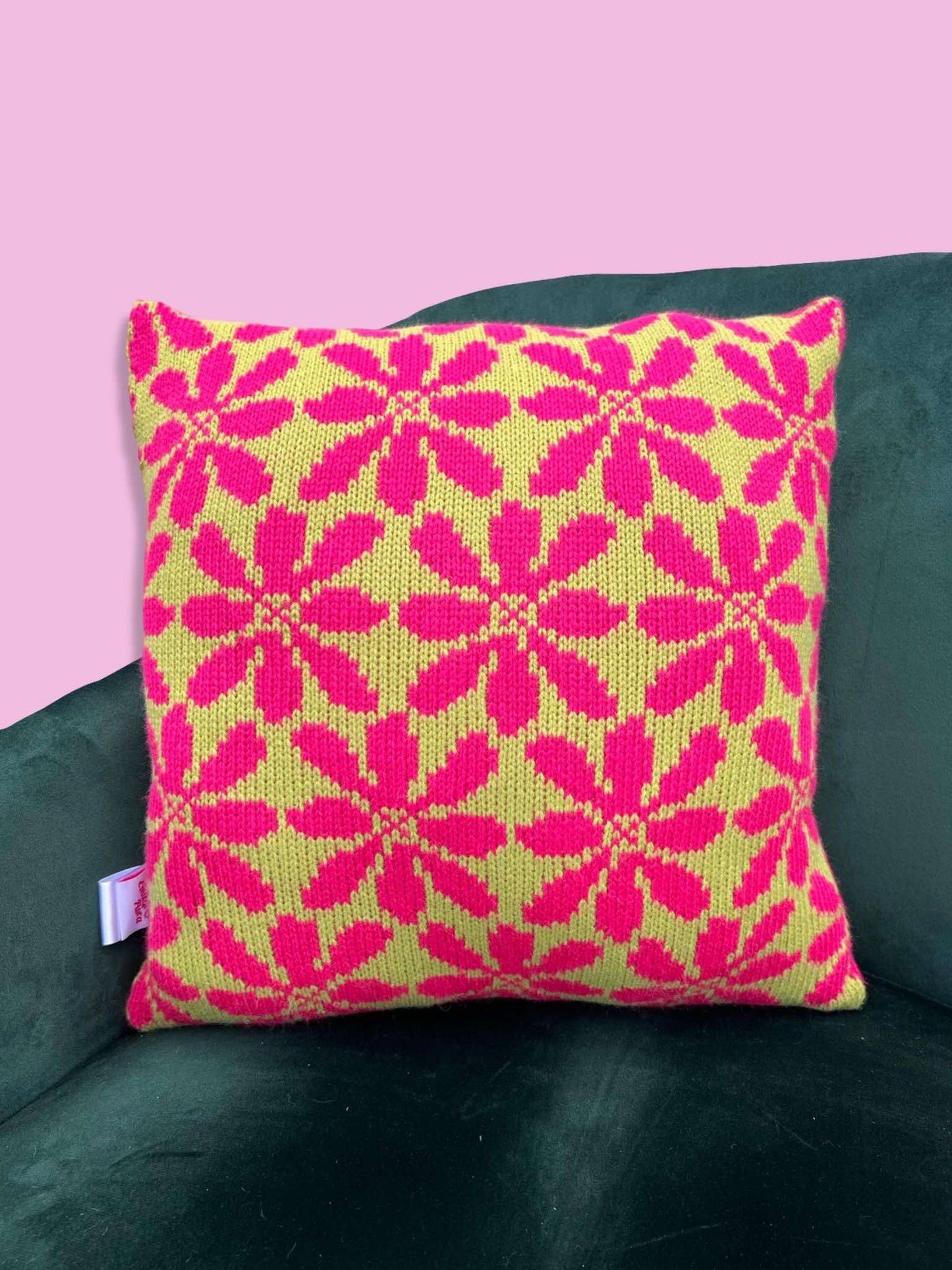 Medium Cushion - Clematis - Lime and Hot Pink