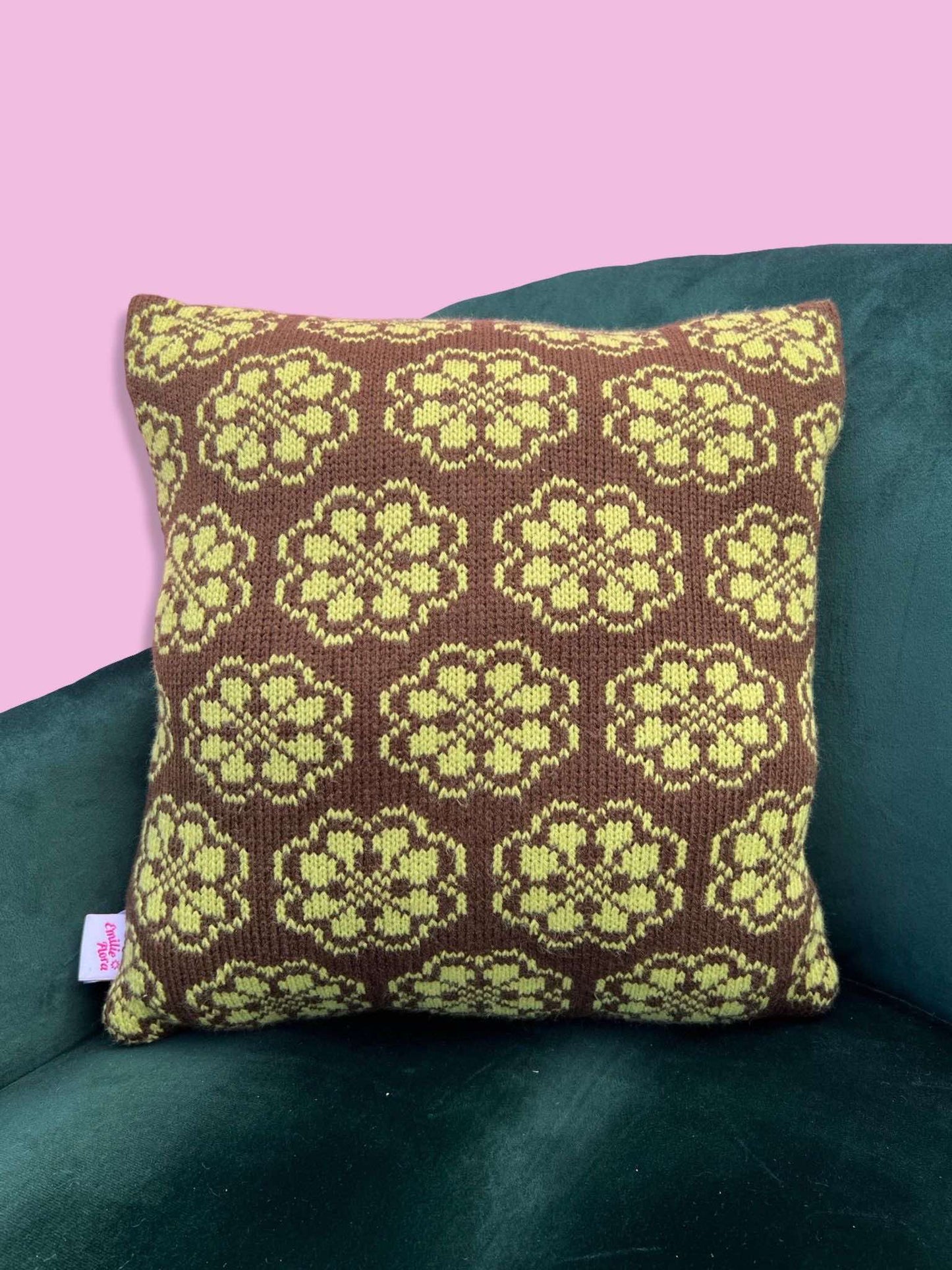 Medium Cushion - Cusco - Brown and Lime