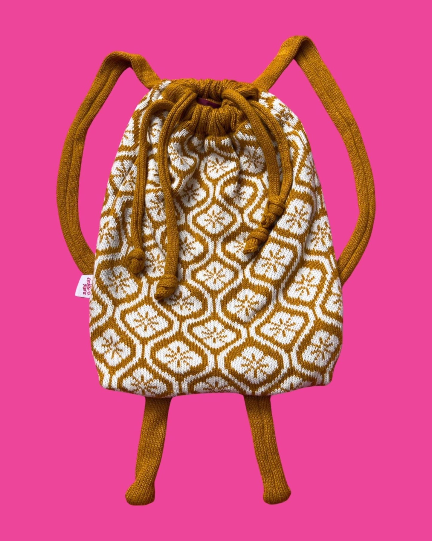 Backpack - Flower Power Ochre and Cream - READY TO SHIP