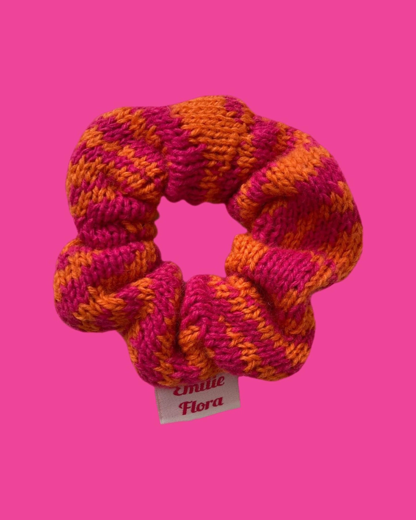 Scrunchie - Marbled, Hot Pink and Orange - READY TO SHIP