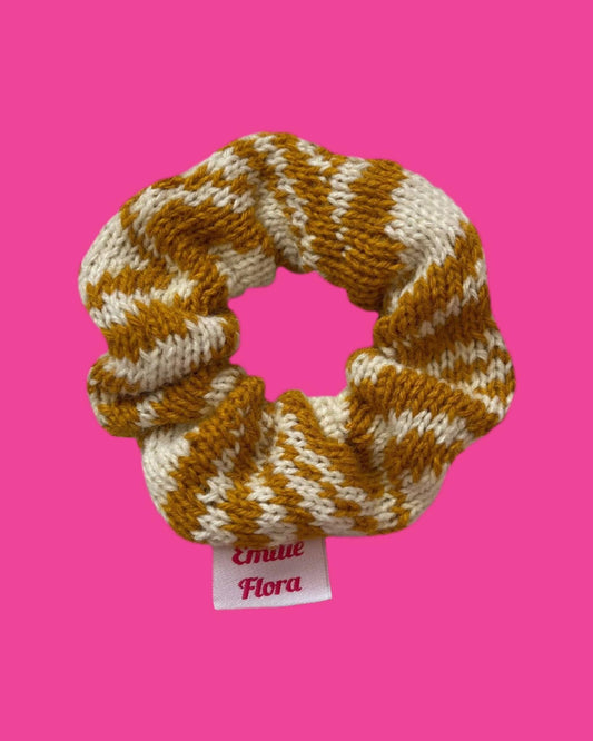 Scrunchie - Marbled, Ochre and Cream - READY TO SHIP