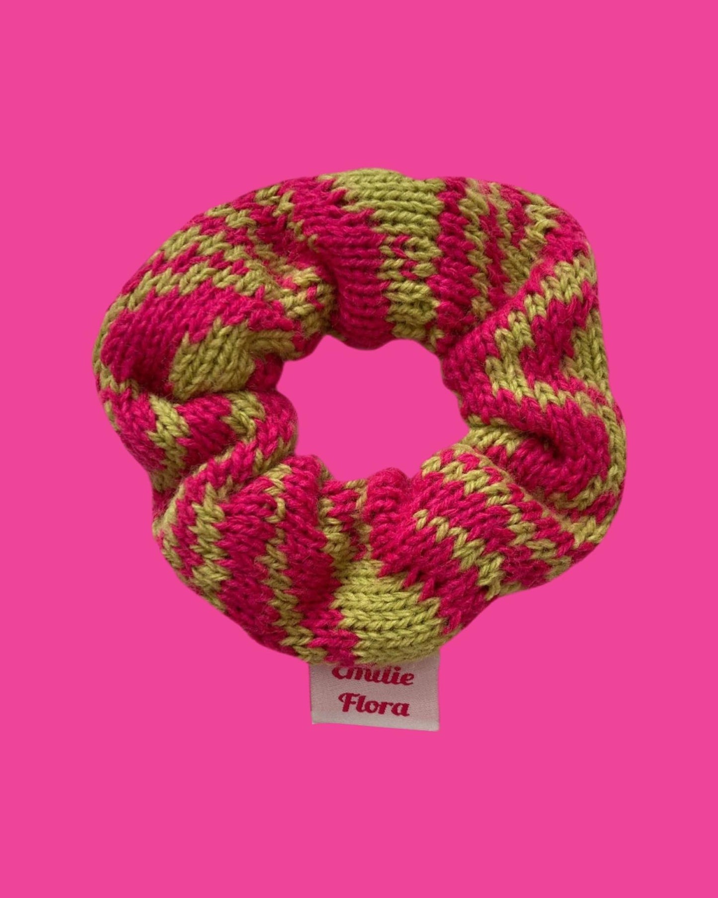 Scrunchie - Marbled, Hot Pink and Lime - READY TO SHIP