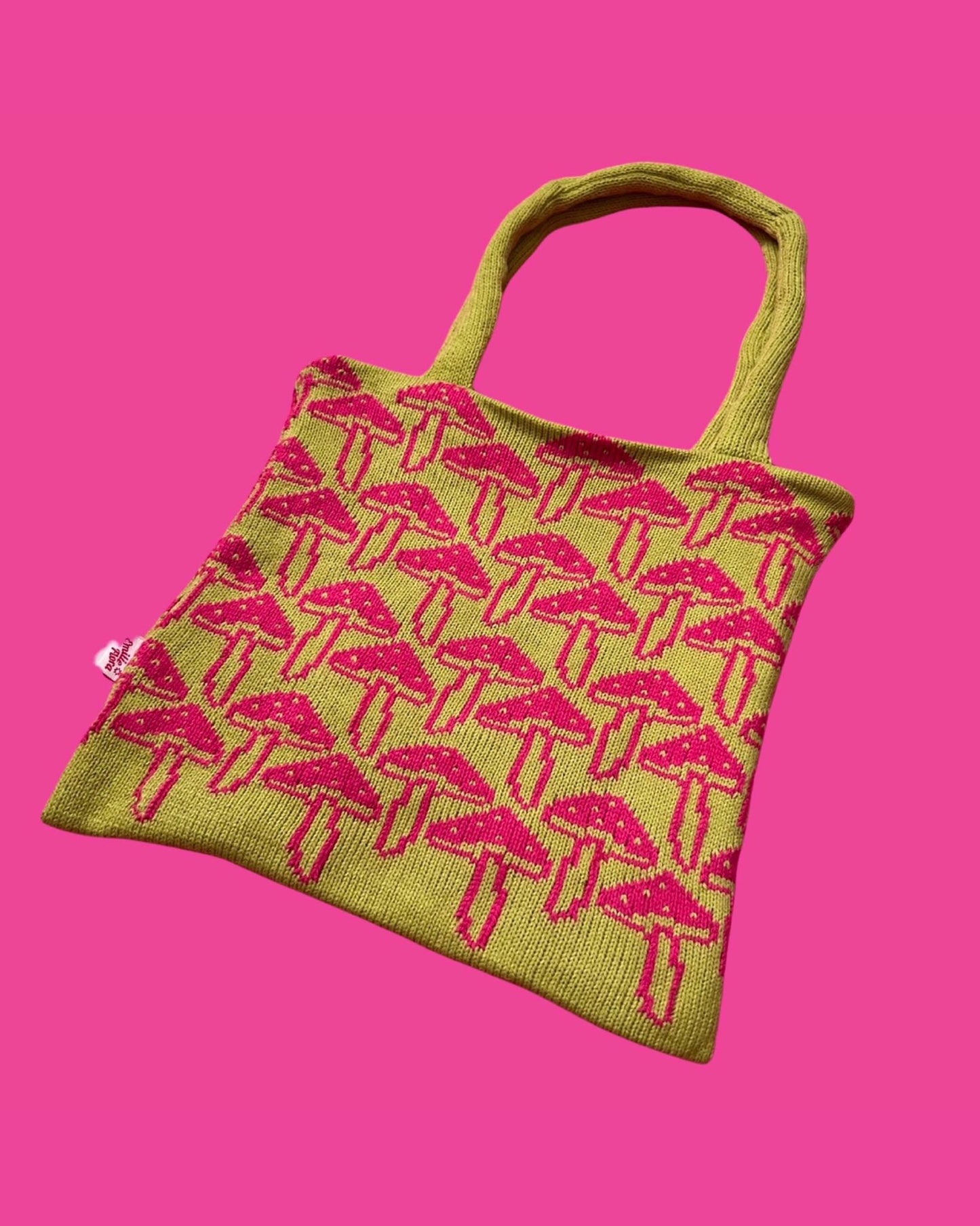 Tote Bag - Mushroom, Lime and Hot Pink - READY TO SHIP