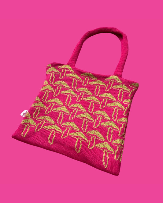 Tote Bag - Mushroom, Hot Pink and Lime - READY TO SHIP