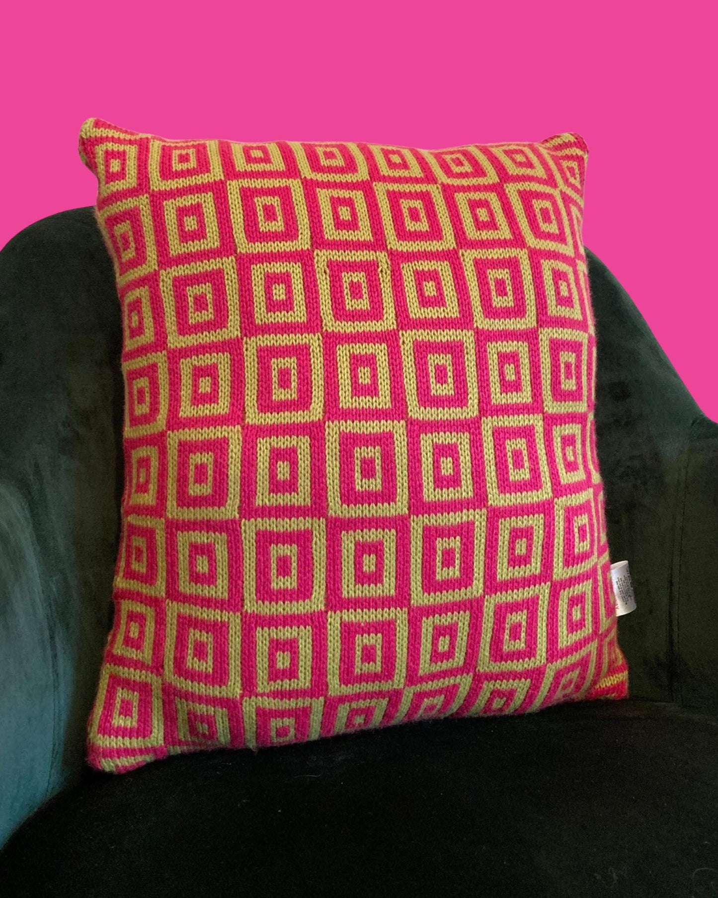 Cushion - Optical, Hot Pink and Lime - READY TO SHIP