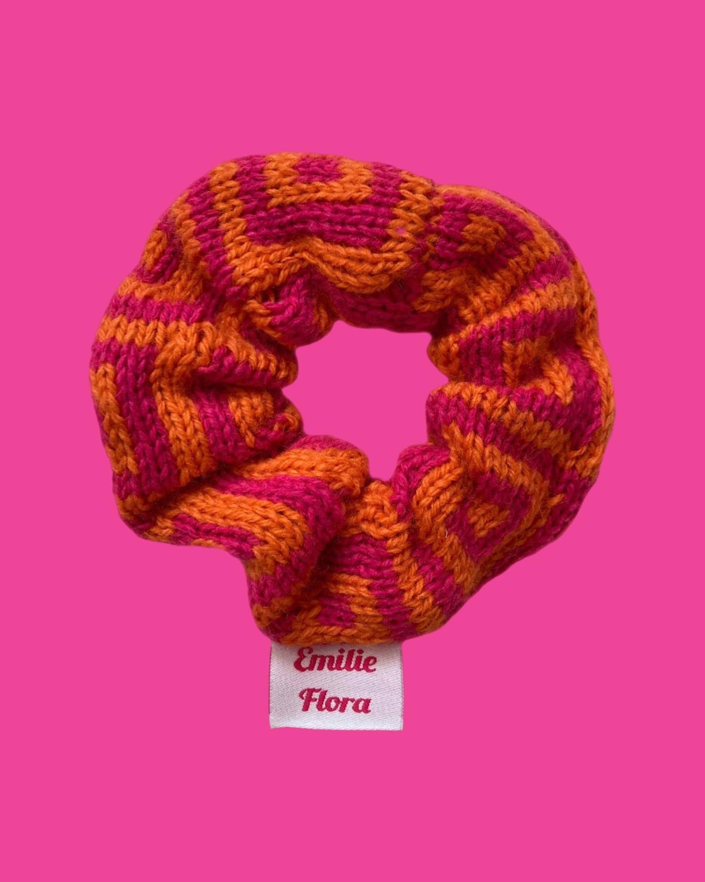 Scrunchie - Optical, Hot Pink and Orange - READY TO SHIP