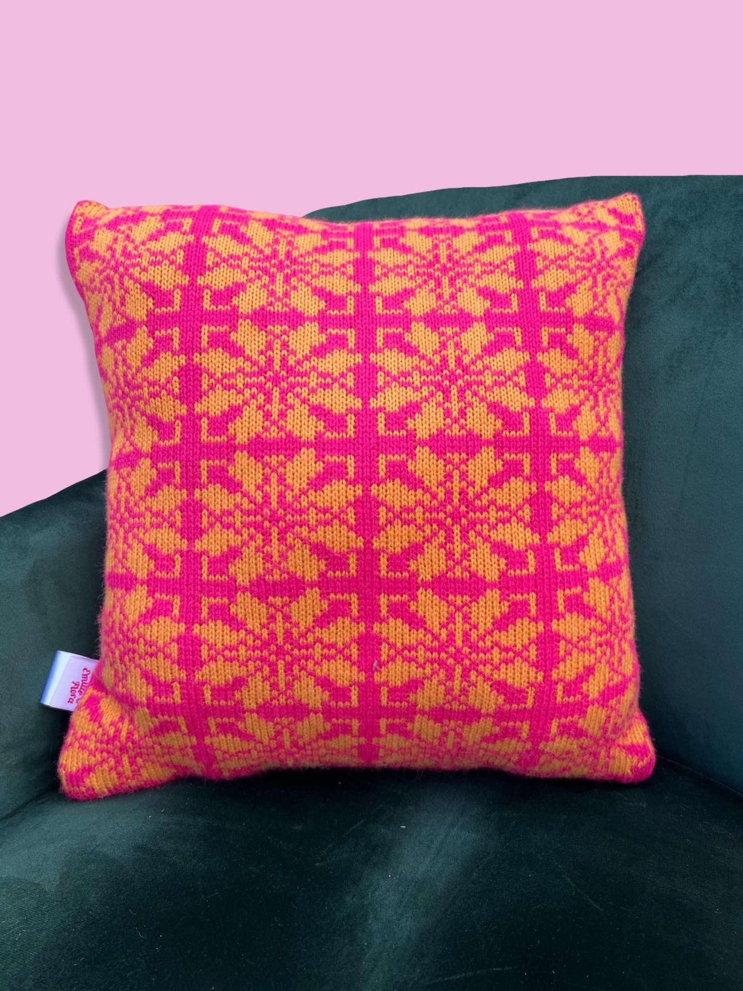 Medium Cushion - Seville - Hot Pink and Pale Orange