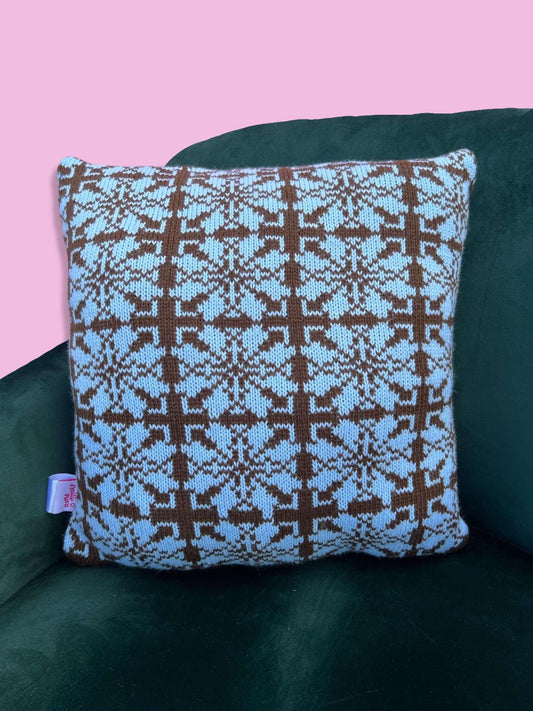 Medium Cushion - Seville - Brown and Dusty Blue