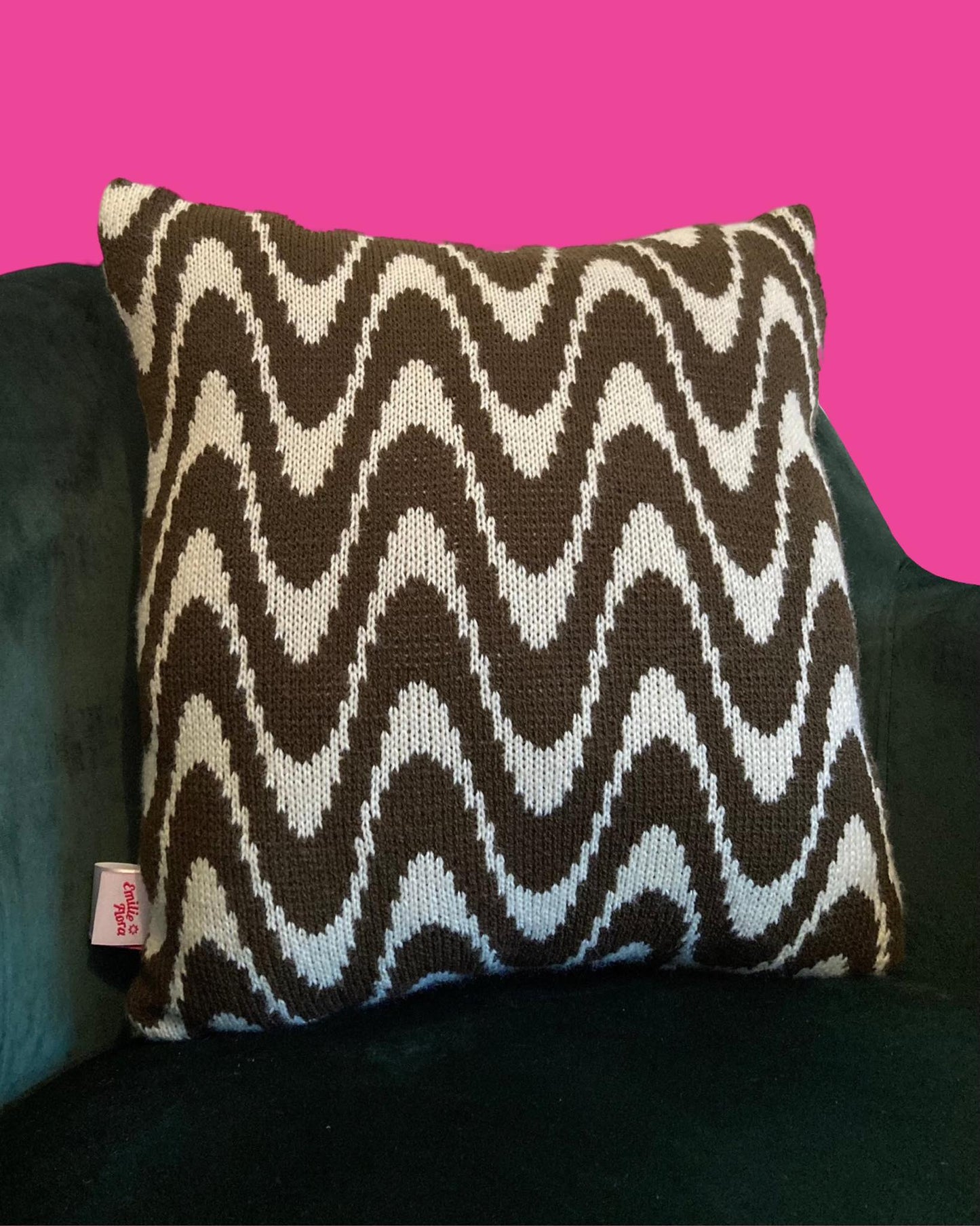Cushion - Shockwave, Brown and Cream - READY TO SHIP
