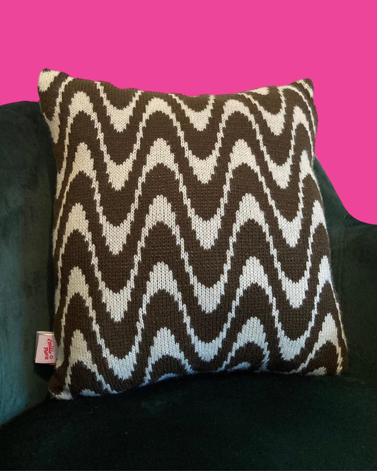 Cushion - Shockwave, Brown and Cream - READY TO SHIP