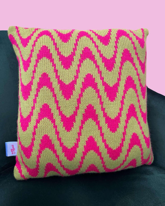 Medium Cushion - Shockwave - Hot Pink and Lime