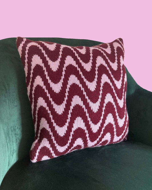 Medium Cushion - Shockwave - Burgundy and Pale Lilac