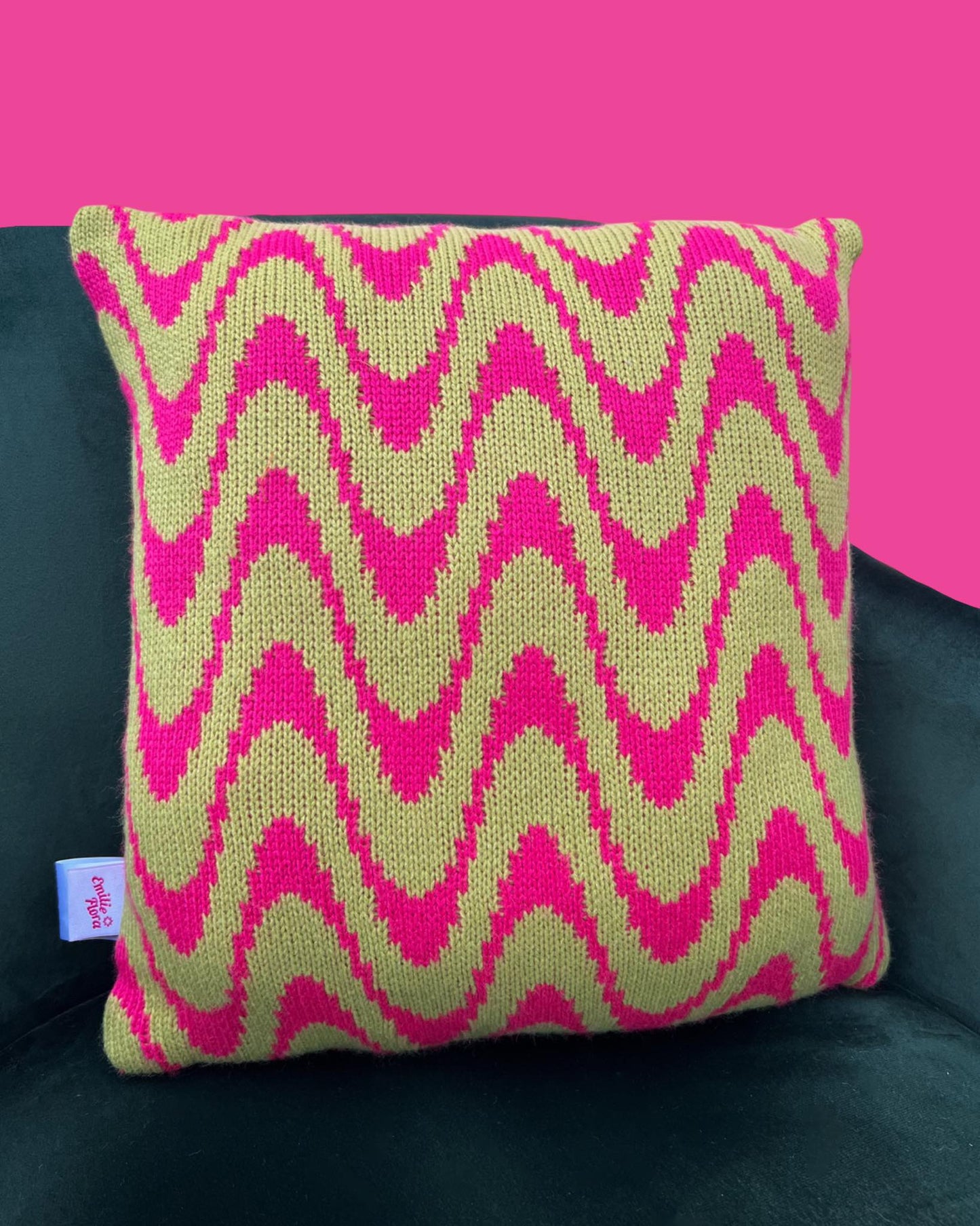 Cushion - Shockwave, Hot Pink and Lime - READY TO SHIP
