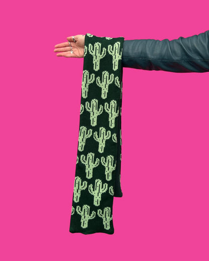 Skinny Scarf - Cactus, Forest Green and Pale Green - READY TO SHIP