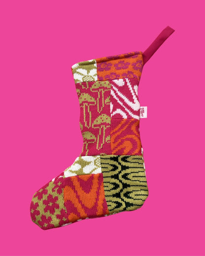 Patchwork Stocking - Zero Waste, Pink and Green