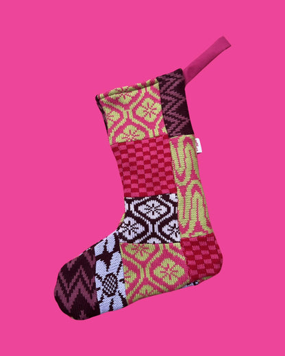 Patchwork Stocking - Zero Waste, Purple and Reds