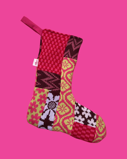 Patchwork Stocking - Zero Waste, Purple and Reds