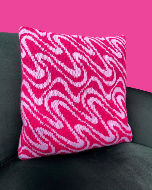 Cushion - Swirly, Hot Pink and Pale Pink - READY TO SHIP