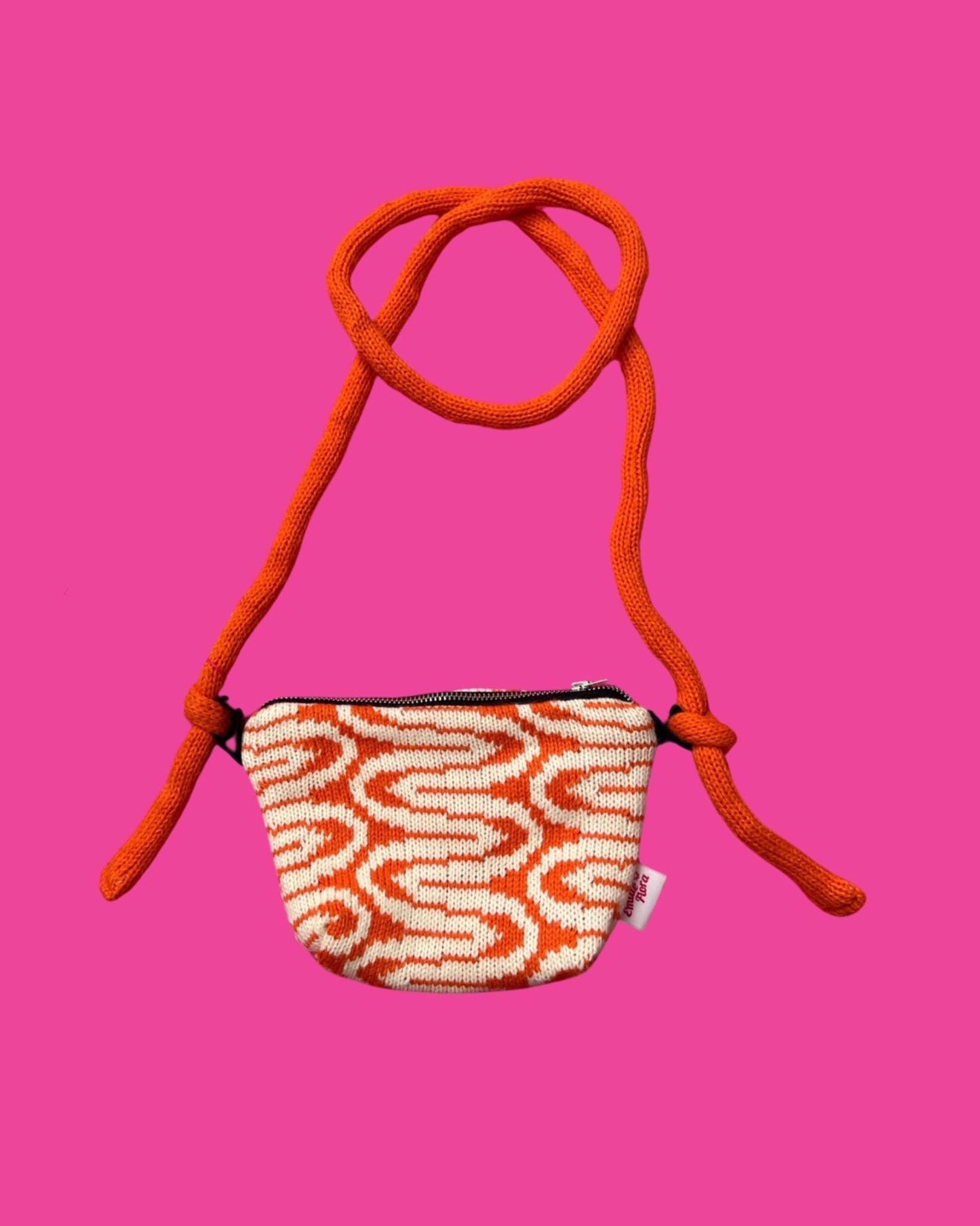 Cross Body Pouch - Twister, Orange and Cream - READY TO SHIP