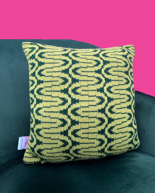 Cushion - Twister, Forest Green and Lime - READY TO SHIP