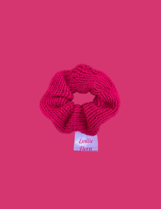 Mini Knitted Scrunchie - Plain - Hot Pink
