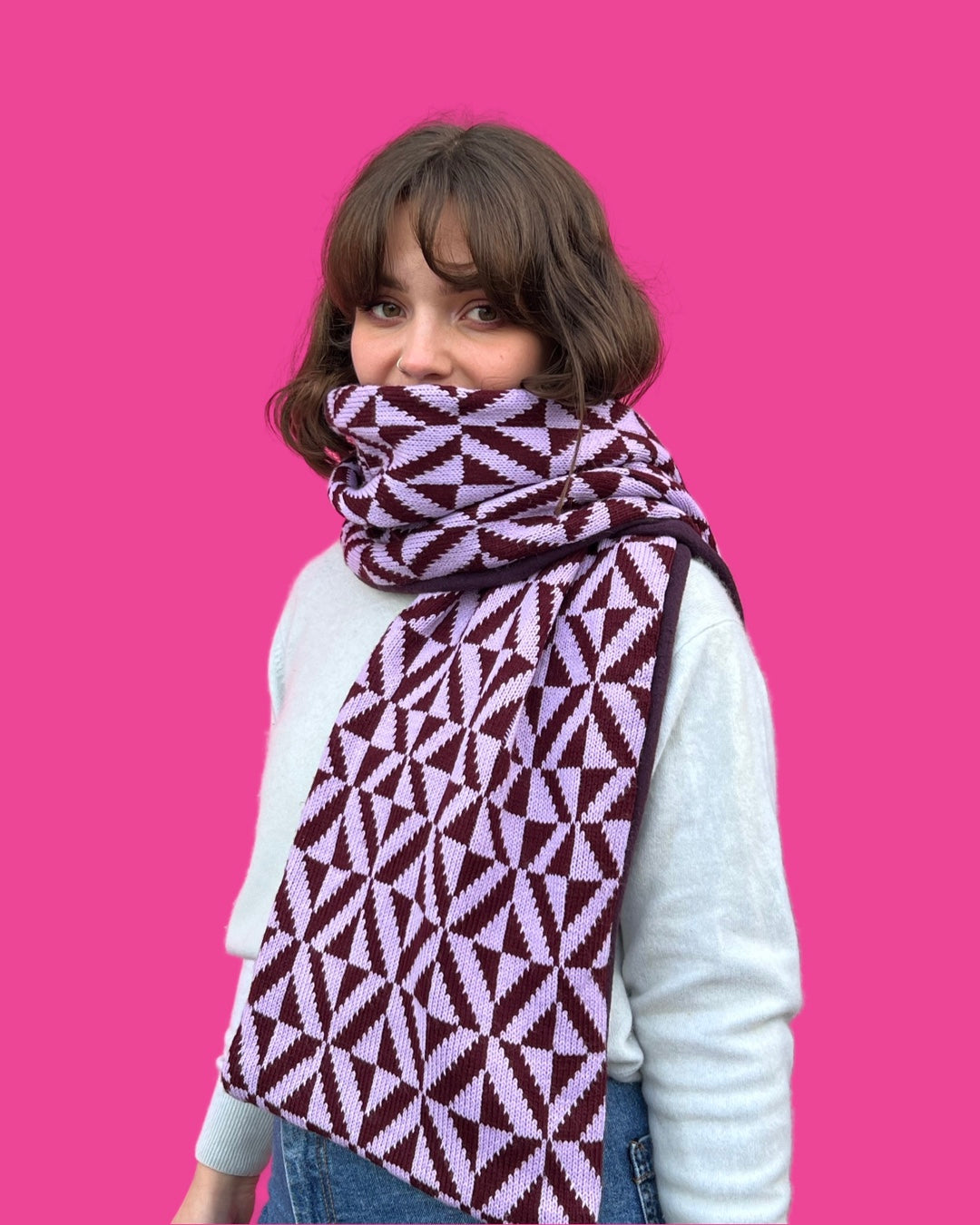 Scarf - Illusion - Burgundy and Lilac