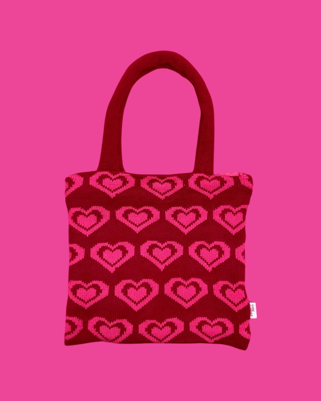 Tote Bag - Retro Hearts, Red and Hot Pink - READY TO SHIP