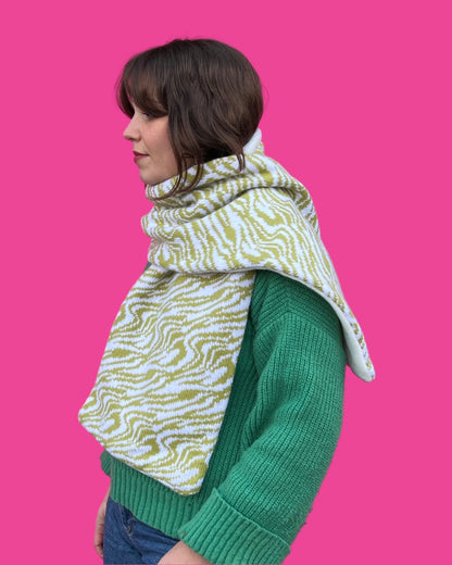 Scarf - Marbled - Lime and White