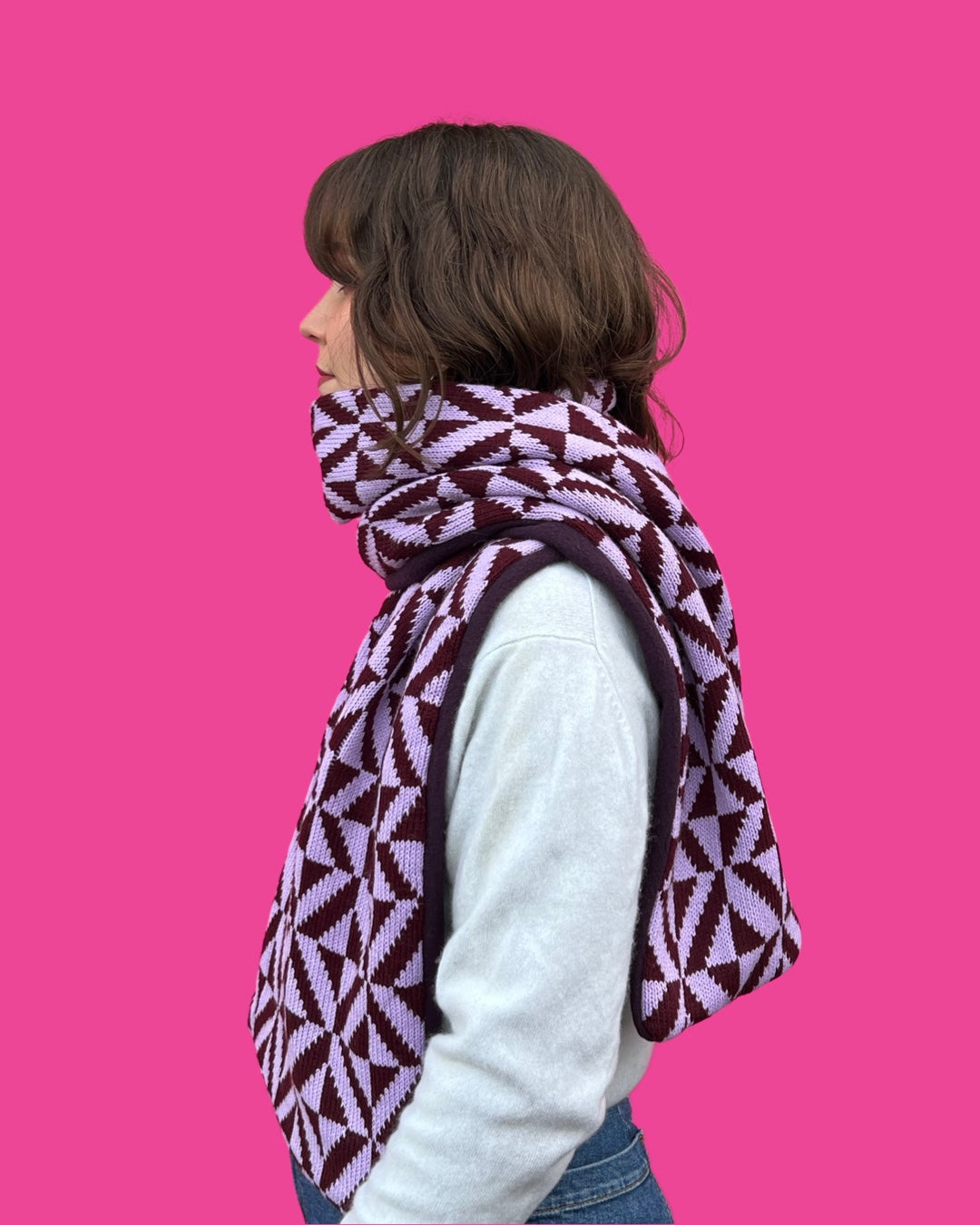 Scarf - Illusion - Burgundy and Lilac