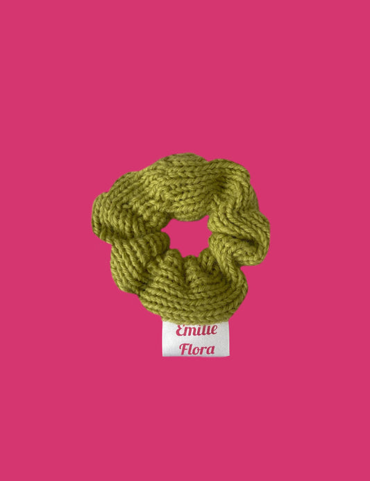 Mini Knitted Scrunchie - Plain - Lime