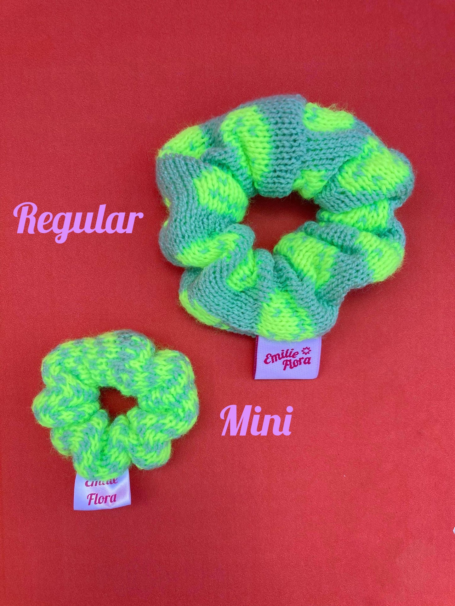 Mini Knitted Scrunchie - Plain - Lime